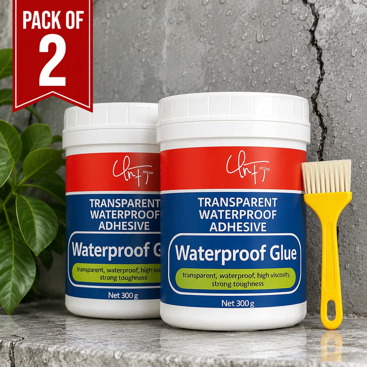 (Pack of 2) Transparent Waterproof Adhesive Glue – Clear Waterproof Sealant for Leak Repair & Crack Sealing