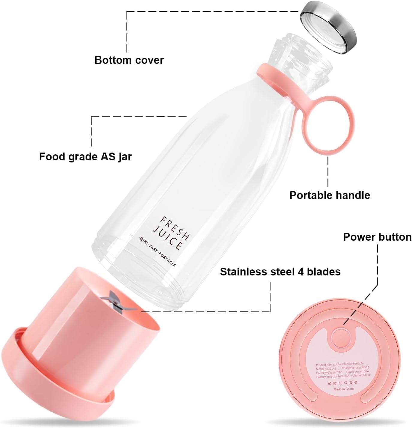 Portable Mini Blender for Fresh Juice – USB Rechargeable Personal Smoothie Maker