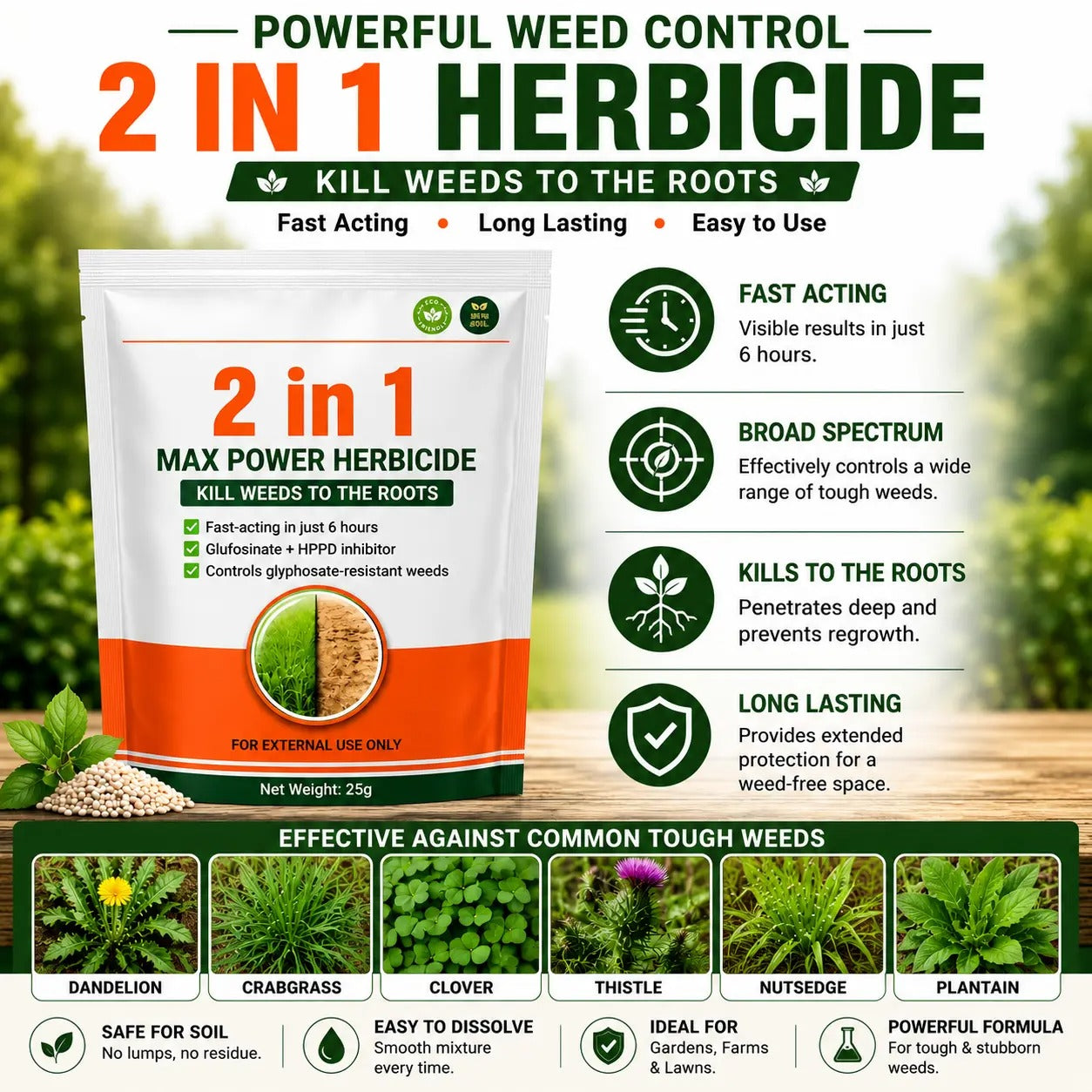 (Pack of 2) Dual-Action Weed Killer Max Power Herbicide