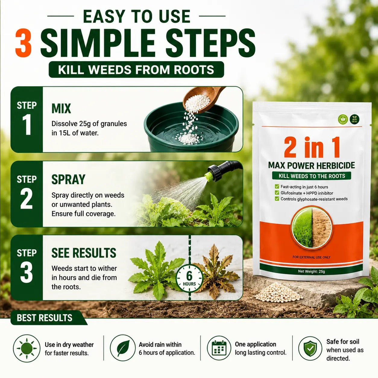 (Pack of 2) Dual-Action Weed Killer Max Power Herbicide