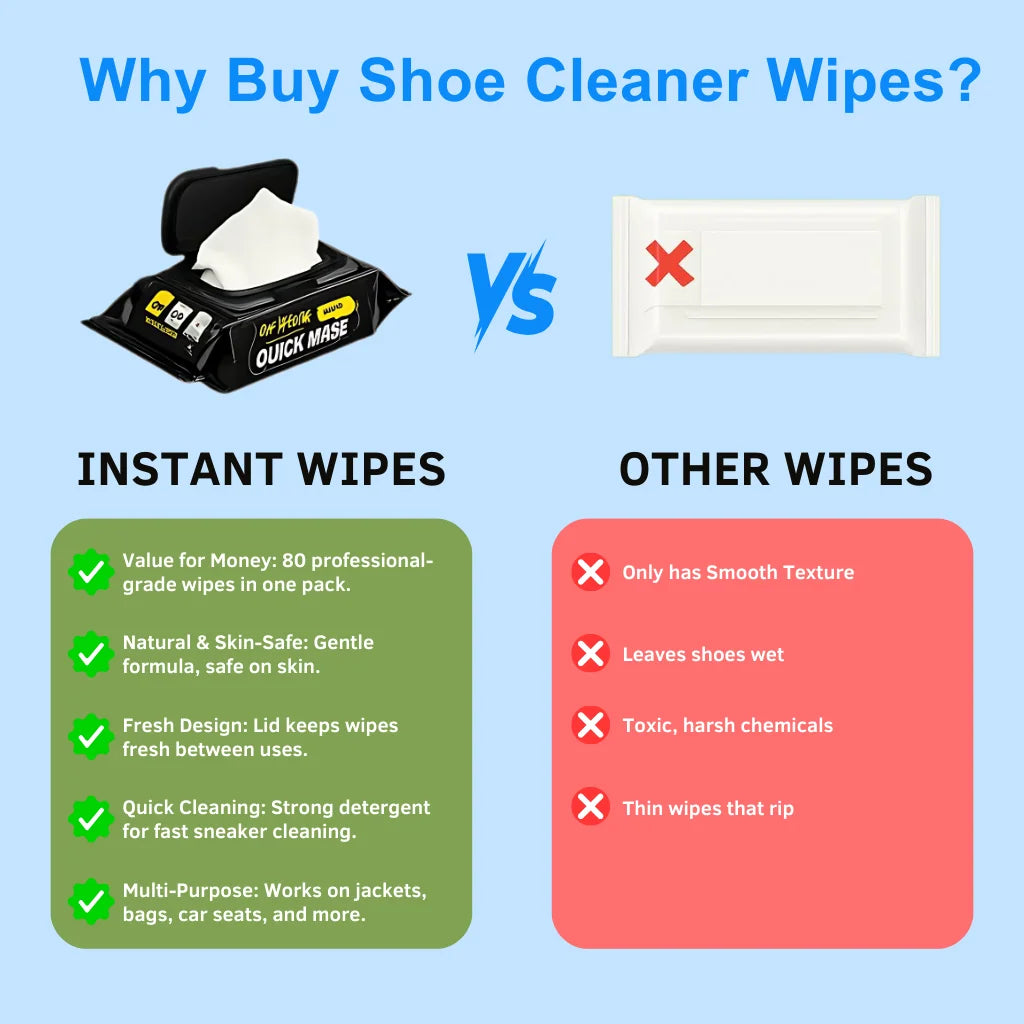Natural Instant Sneaker & Shoe Cleaner Wipes (50% OFF)