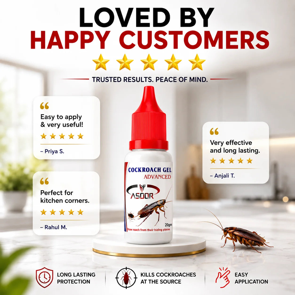 Cockroach Repellent Gel – Cockroach Control Gel for Kitchen & Home - 20 Grams Each