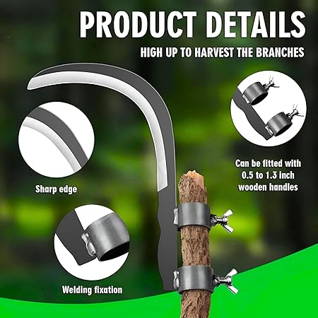Heavy Duty Grass Sickle Cutter Head - Pruning Saw with Curved Blade for Garden & Farm Use