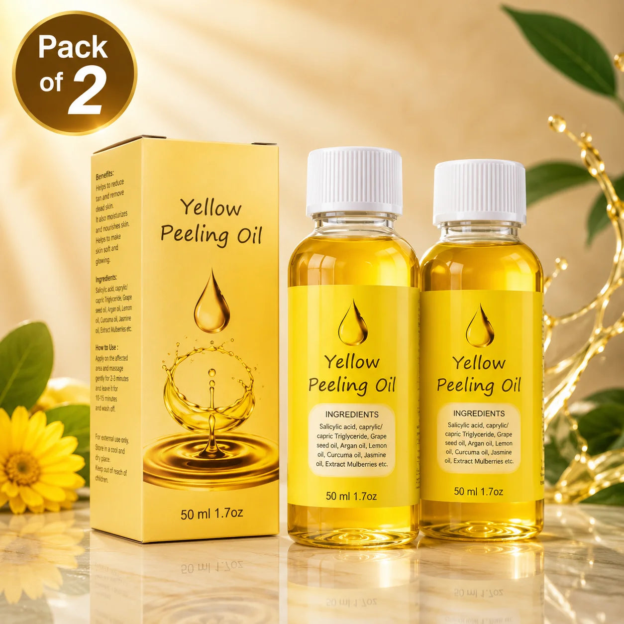 (Pack of 2) Yellow Peeling Oil – Gentle Exfoliating Body Care Oil