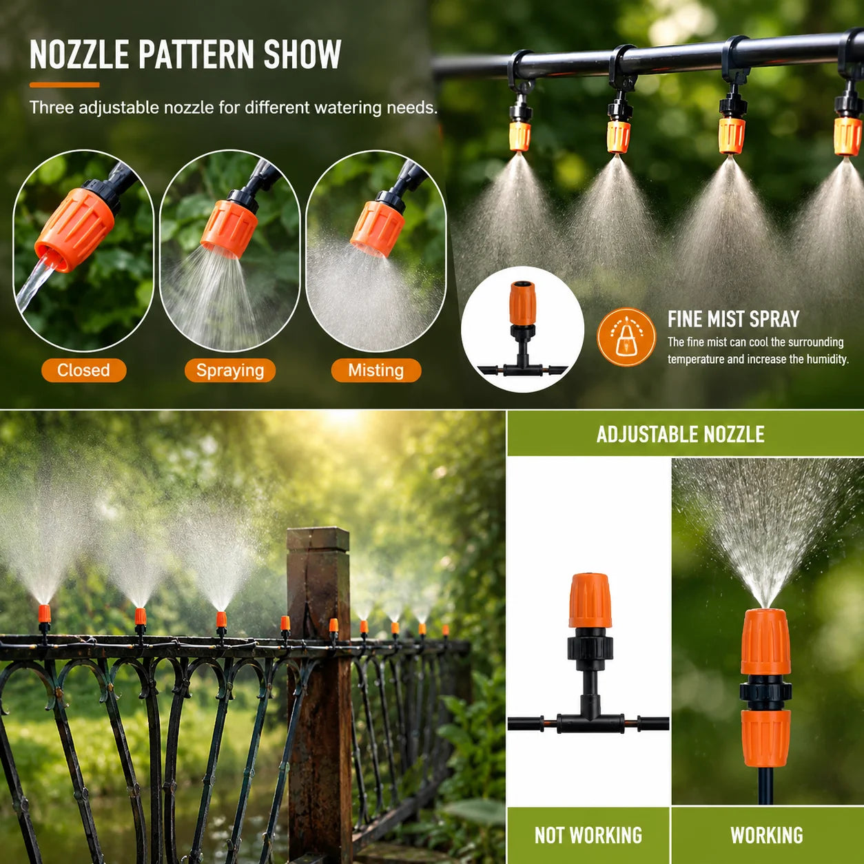 Garden Water Sprinkler Kit with Adjustable Spray Nozzles (8M, 10 Points) – Micro Drip Irrigation System