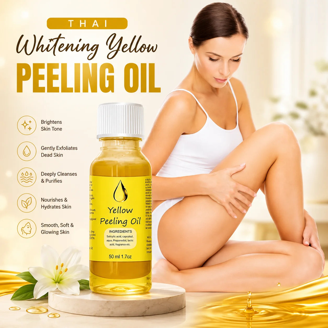 (Pack of 2) Yellow Peeling Oil – Gentle Exfoliating Body Care Oil