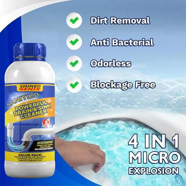 (Pack of 4) Sanitizo Powerful Drain & Sink Cleaner Powder 250gm – Drain Blockage Remover