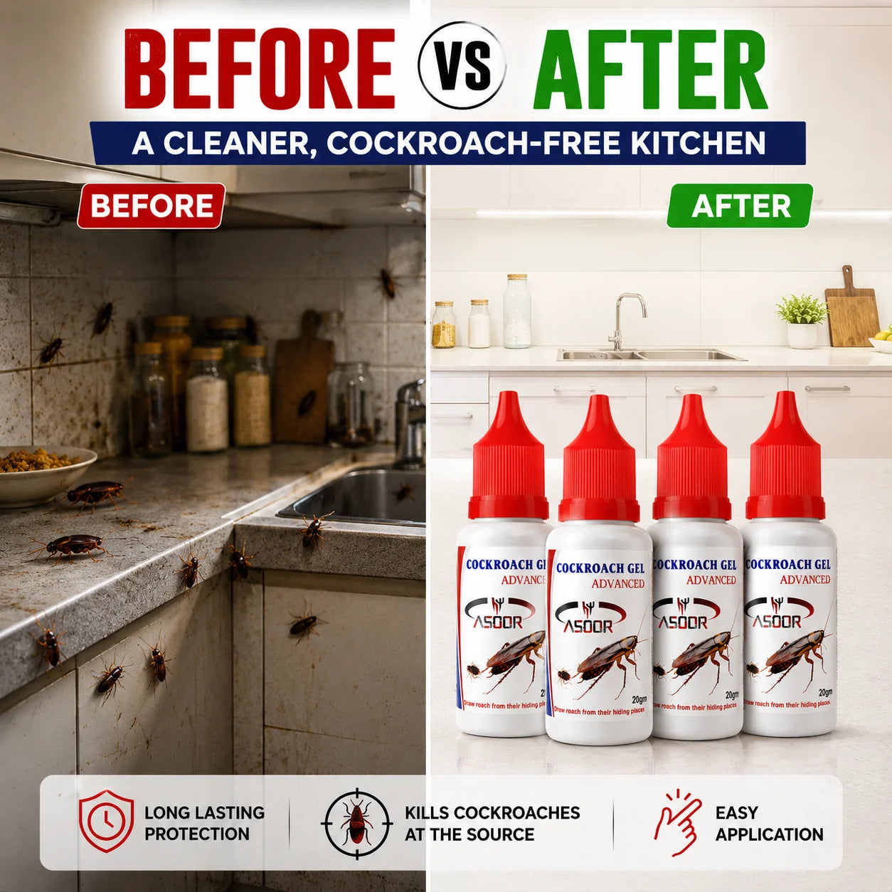 Cockroach Repellent Gel – Cockroach Control Gel for Kitchen & Home - 20 Grams Each