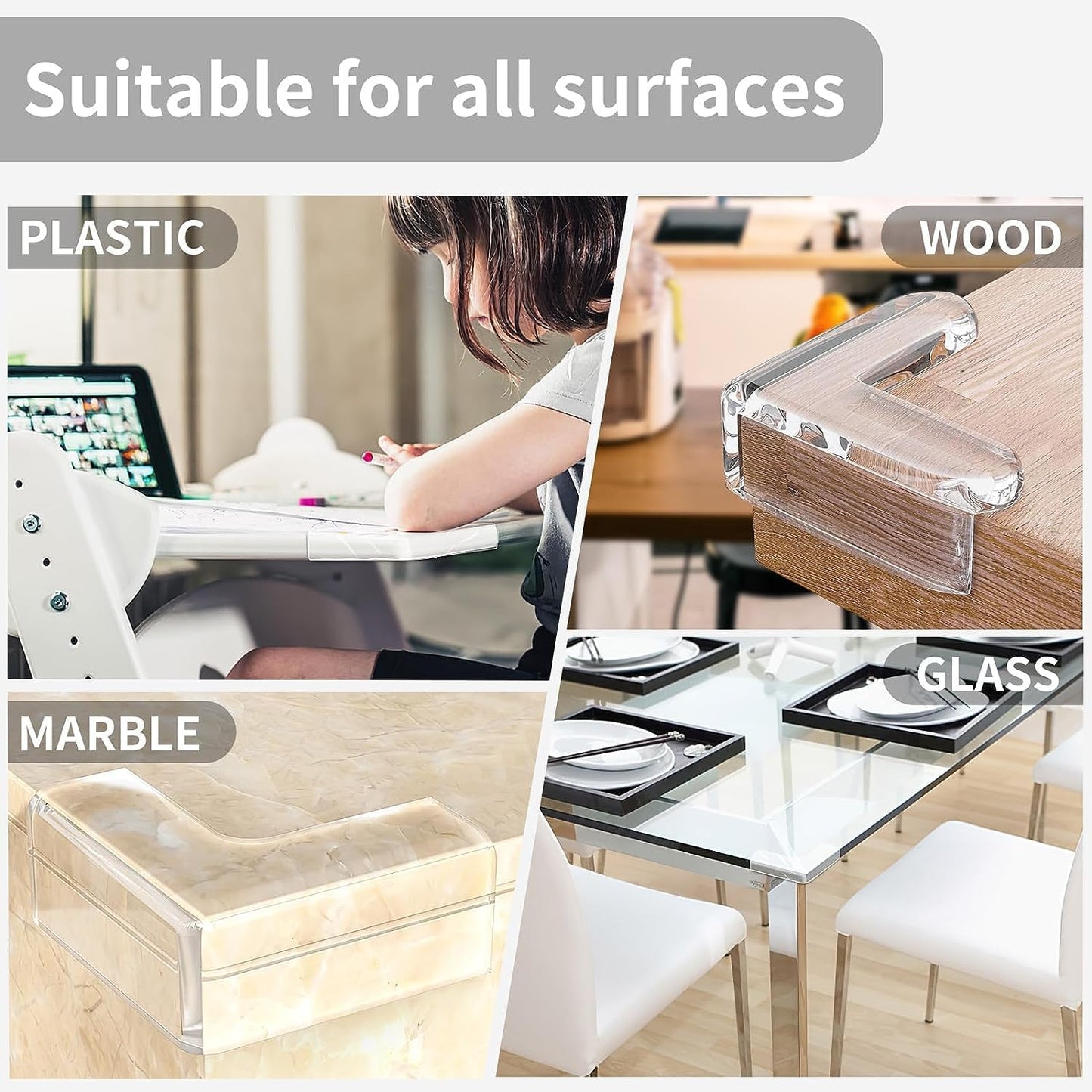 Silicone Edge Protectors (10 Pieces) – Transparent Corner Guards for Table & Furniture