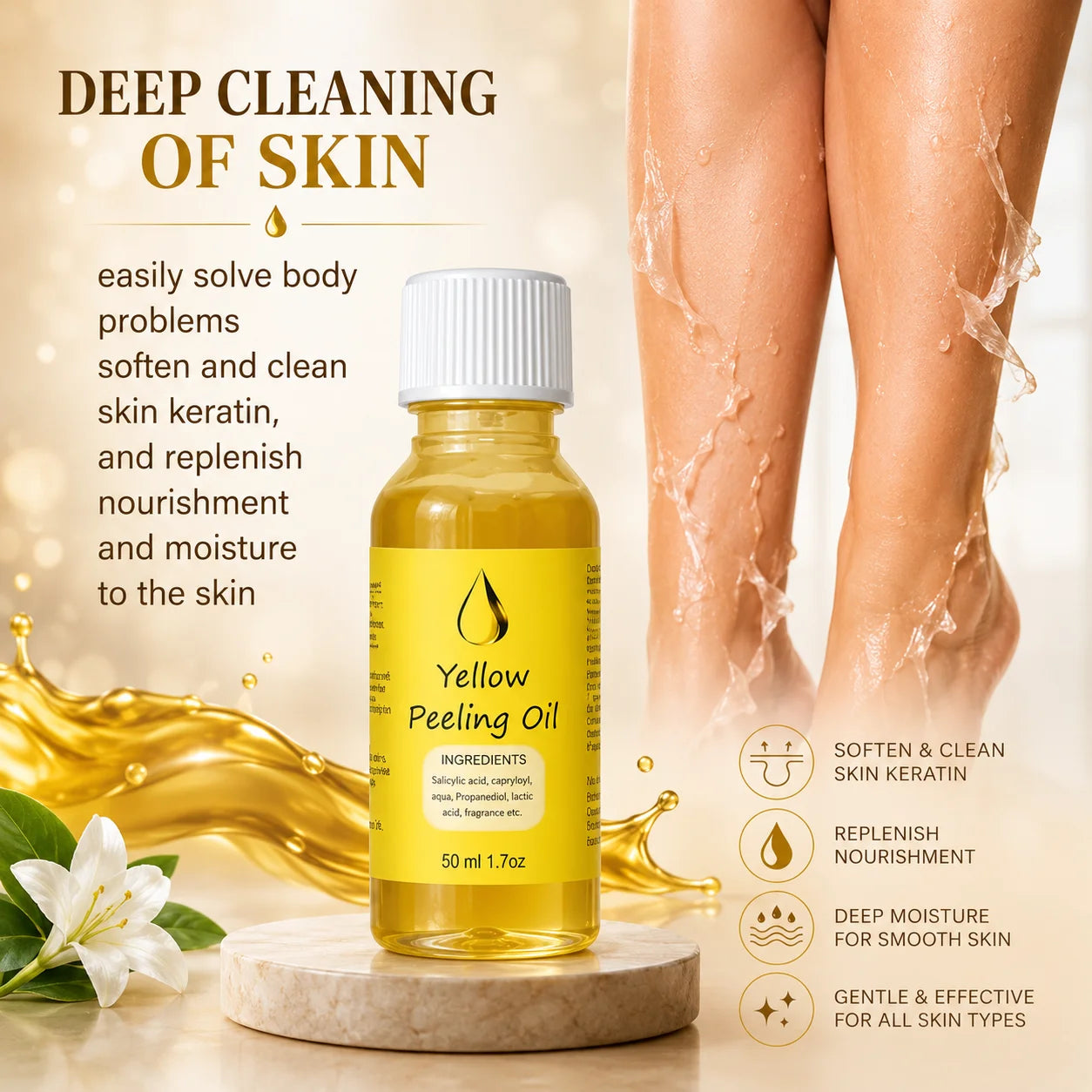 (Pack of 2) Yellow Peeling Oil – Gentle Exfoliating Body Care Oil