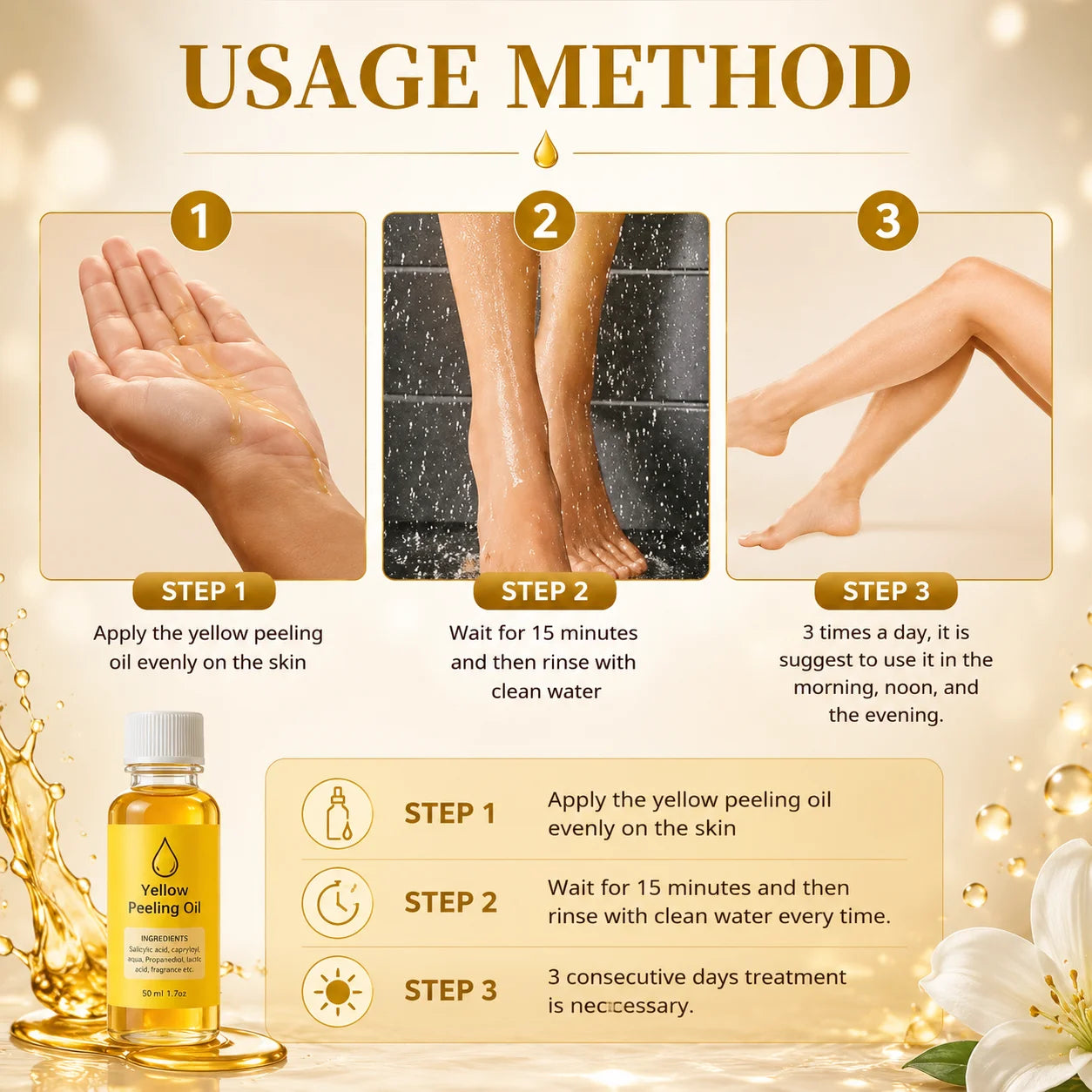 (Pack of 2) Yellow Peeling Oil – Gentle Exfoliating Body Care Oil