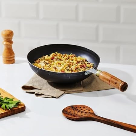 Steel Iron Wok with Strong Handle kadai