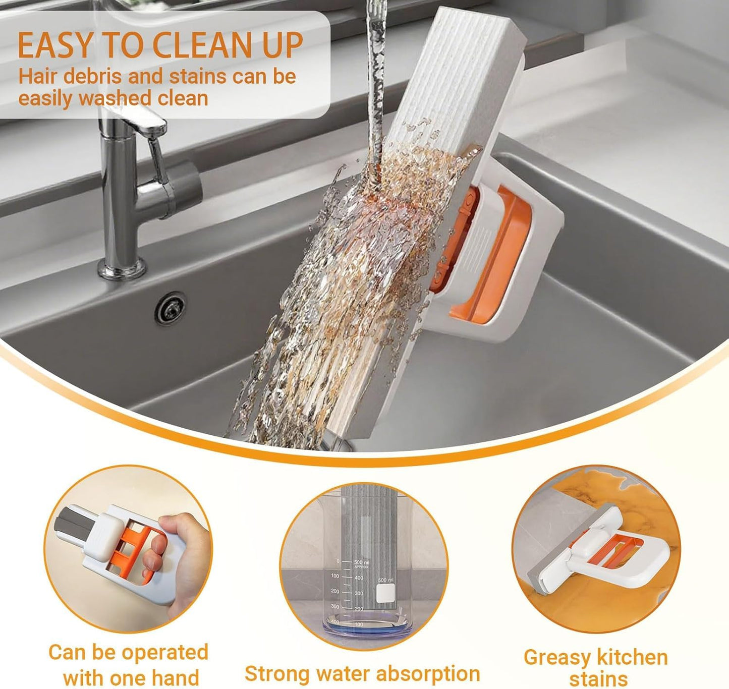 Mini Foldable Desktop Mop – Self-Squeeze Sponge Cleaning Tool