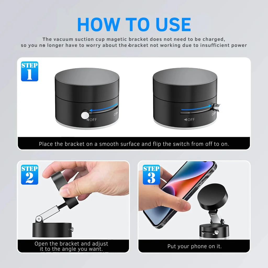 360° Magnetic Vacuum Phone Holder (50% Discount)