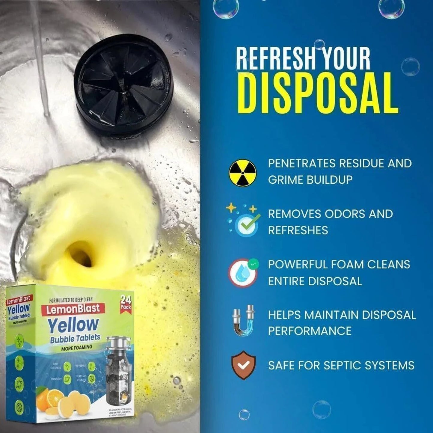 (24pc) LemonBlast Yellow Bubble Tablets – Deep Cleaning Foaming Tablets